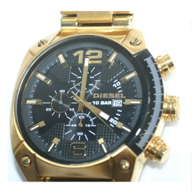 【中古】完動美品ディーゼル紳士用金色メタル素材のごつい時計オンリーザブレイブDZ-4342　1ヶ月保障付　〇A14-98