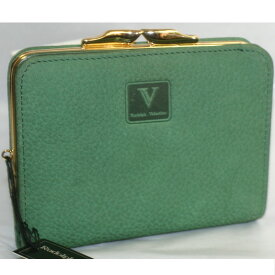【中古】本物未使用ルドルフヴァレンティノ緑色スエード素材がま口式財布　サイズW12H9,5D2,7cm　○C15-36-2
