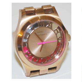 【中古】本物1000個限定モデルマークbyマークジェイコブス女性用ローズゴールド色大きいサイズ自動巻きの裏スケルトンの可愛い時計MBM9702　1ヶ月保障付　○A15-32