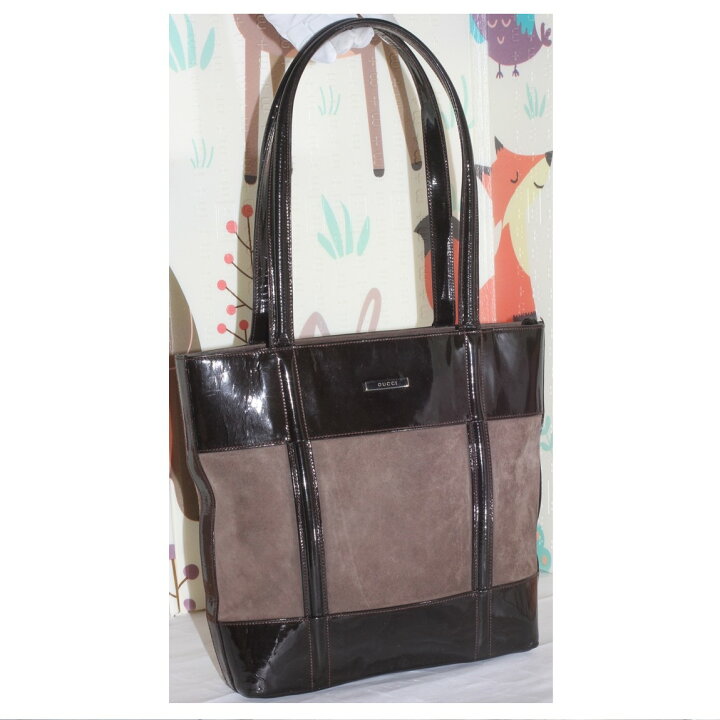 楽天市場】【中古】本物ビンテージ グッチの女性用焦げ茶色エナメルx 
