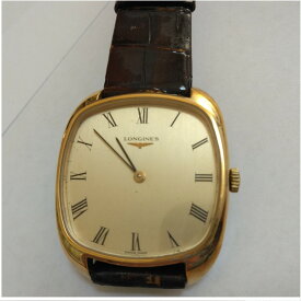 【中古】本物高級感漂うロンジンの紳士用金色メタル素材アンティークな手巻きの時計　〇A18-37