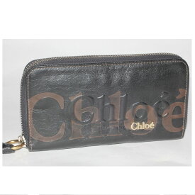 【中古】本物可CHLOEクロエの女性用の黒いラウンドファスナー長財布　サイズW18,5H10D2cm　〇C19-124-1　X-32