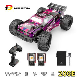 DEERC ラジコンカー 人気 オフロード RCカー 4WD 1/10 45km/h 操作時間40分 四輪駆動 高速 人気ラジコンカー 速い ラジコンカーおすすめ バッテリー2個 人気 初心者 子供 大人 オフロードラジコンカー プレゼント 国内認証済み おもちゃ 200E