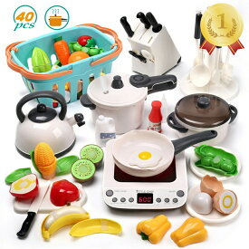 【期間限定16％OFFクーポン配布】おままごと キッチン セット おままごとセット おもちゃ キッチン用具 IH調理器 リアル噴霧 室内遊び 40点セット 収納ケース付 ごっこ遊び 知育玩具 子供向け 女の子 誕生日 プレゼント