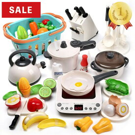 【スーパーSALE限定25％OFF】おままごと キッチン セット おままごとセット おもちゃ キッチン用具 野菜 IH調理器 リアル噴霧 室内遊び 40点セット 収納ケース付 ごっこ遊び 知育玩具 子供向け 女の子 誕生日 プレゼント