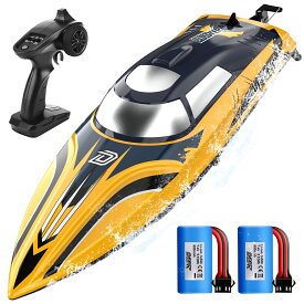 【スーパーSALE限定20％OFF】DEERC ラジコン ラジコンボート 船 ボート 高速 25km/h こども向け RC リモコン 防水性 バッテリー2個 操作時間30分 RCスピードボート 転覆回復 低電圧アラーム おもちゃ 2.4Ghz無線操作 贈り物 プレゼント 国内認証済み