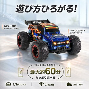 DEERC ���W�R���J�[ �q������ 1/16 �I�t���[�h RC�J�[ �X�v���[ LED���C�g 2.4GHz 60�����s �v���[���g