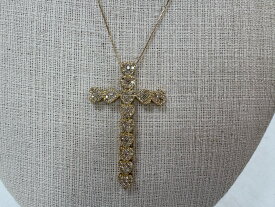 ノンブランドジュエリー ダイヤモンドクロスネックレス K18YG K18イエローゴールド 【中古】 【ネックレス】 【送料無料】