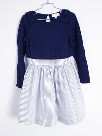 〓ケイトスペードニューヨーク/kate spade new york kids〓130cm 長袖ワンピース ネイビー系【中古】子供服 キッズ kids 女の子 春秋 onepi 402042