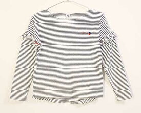 【春物 新入荷!】〓プチバトー/PETIT BATEAU〓140cm 長袖Tシャツ/長袖カットソー/ロンT 白×紺 【中古】 子供服 キッズ kids ジュニア 女の子 春秋 tops 213042