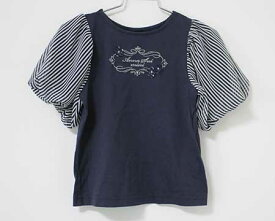 【夏物 新入荷!】〓アナスイミニ/ANNA SUI mini〓110cm 半袖Tシャツ/半袖カットソー 紺×白 ’22年製【中古】子供服 キッズ kids 女の子 夏 tops 614042