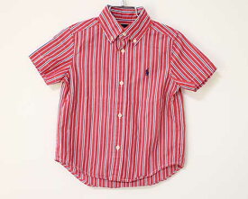 【夏物 新入荷!】〓ラルフローレン/Ralph Lauren〓100cm 半袖シャツ 白×赤【中古】 子供服 キッズ kids 女の子 男の子 夏 tops 135042