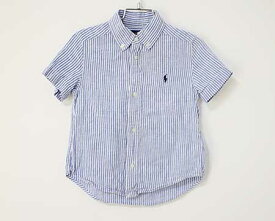 【夏物 新入荷!】〓ラルフローレン/Ralph Lauren〓100cm 半袖シャツ 白×青 【中古】子供服 キッズ kids 女の子 男の子 夏 tops 135042