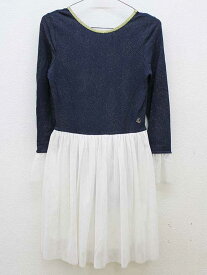 ▽プチバトー/PETIT BATEAU▽152cm 長袖ワンピース 紺×白系 ロンパース型【中古】子供服 キッズ kids ジュニア 女の子 春秋 onepi 603042