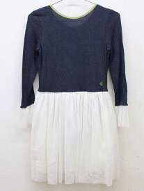 新品 未使用品▽プチバトー/PETIT BATEAU▽152cm 長袖ワンピース 紺×白系 ロンパース型 子供服 キッズ kids ジュニア 女の子 春秋 onepi 813042