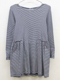 ▽プチバトー/PETIT BATEAU▽140cm 長袖ワンピース 紺×白【中古】子供服 キッズ kids ジュニア 女の子 春秋 onepi 523042