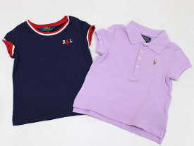 【夏物 新入荷!】▽ラルフローレン/Ralph Lauren▽100cm 半袖Tシャツ/半袖カットソー＆半袖ポロシャツ2点set 紺＆紫【中古】【ネット限定】子供服 キッズ kids 女の子 夏 tops 814042