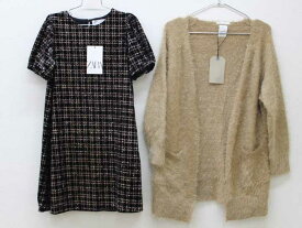 【SALE!】新品 未使用品▽ザラ/ZARA▽134cm 半袖ワンピース＆長袖カーディガン2点set 黒系＆ベージュ【ネット限定】子供服 キッズ kids 女の子 秋 onepi tops 528042