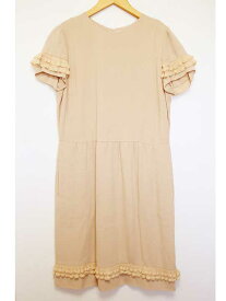 △RED VALENTINO/レッドバレンチノ△ワンピース/膝丈/半袖/無地/フリル　ピンクベージュ　レディース　46　【中古】 春夏秋冬 822032 onepi