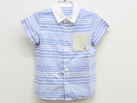 ◇ファミリア/familiar◇110cm位 半袖シャツ 青×白【中古】子供服 キッズ kids 男の子 夏 tops 324042