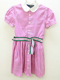 ◇ラルフローレン/Ralph Lauren◇115cm 半袖ワンピース ピンク×白 ストライプ柄【中古】子供 キッズ kids 女の子 夏 117022 onepi