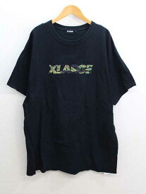 【新規値下げ】‡XLARGE/エクストララージ‡半袖ロゴTシャツ/カットソー/半袖 ブラック/黒 メンズ XL【中古】夏 905032