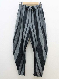 ‡ISSEY MIYAKE/イッセイミヤケ‡パンツ/十分丈 ブラック/黒×グレー レディース 3【中古】春夏 203042