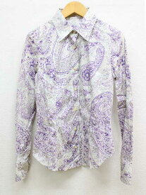 ‡ETRO/エトロ‡ペイズリー柄シャツ/長袖 パープル系/紫系 レディース 40 【中古】春夏 703042