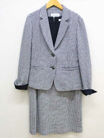 【春物 新入荷】‡TRUSSARDI/トラサルディ‡アンサンブルスーツ/長袖/ノースリーブ/膝丈 ネイビー×ホワイト/紺×白 レディース 38【中古】 春夏 sut 104042