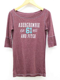 【夏物 新入荷】‡Abercrombie&Fitch/アバークロンビーアンドフィッチ‡ボートネックカットソー/Tシャツ/五分袖 ワインレッド レディース M【中古】夏 125042