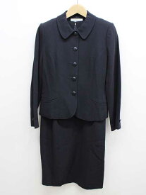 【楽天スーパーSALE】‡miss ashida/ミスアシダ‡アンサンブルスーツ/長袖/半袖/ミディアム丈 ネイビー/濃紺 レディース 38 お受験 面接 フォーマル 卒業式 入学式 説明会 見学会 学校行事式典 【中古】春夏秋冬 text 612052
