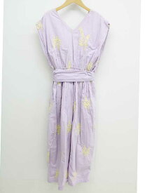 【SALE】ヌキテパ ポプリンフラワーVネックワンピース レディース ライトパープル/薄紫【中古】‡