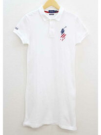 ‡POLO RALPH LAUREN/ポロ ラルフ ローレン‡THE MESH MINIアメリカンビックポニーポロシャツワンピース/半袖/膝丈 ホワイト/白 レディース XS【中古】 夏 404032 onepi