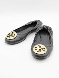 【楽天スーパーSALE】≪TORY BURCH/トリーバーチ≫ロゴプレートフラットパンプス/モチーフ/レザー/ラウンドトゥ/シンプル/エレガント/シューズ/靴 ブラック/黒 レディース 【中古】 春夏秋冬 903022