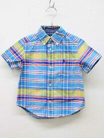 【夏物 新入荷!】＜ラルフローレン/Ralph Lauren＞100cm 半袖シャツ 青×黄色【中古】子供服 キッズ kids 男の子 夏 tops 424042