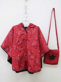 【新入荷!】＜アニエスb/アニエスベー/agnes b. ENFANT＞100-120cm位 レインポンチョ/レインコート/カッパ/レインウェア/雨具 紺×ワインレッド＆黒 収納袋付 リバーシブル【中古】子供服 キッズ kids 女の子 seasonal 306042