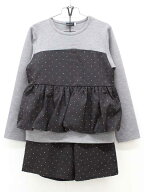ベベ 長袖カットソー＆ショートパンツセット 140cm キッズ 女児 グレー×黒【新品 未使用品】【新入荷!】≪