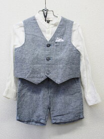 〔アルマーニベビー/Armani baby〕95cm ベスト付フォーマル3点セット 水色×白 フォーマル 入園式 結婚式 冠婚葬祭 発表会 謝恩会【中古】子供服 キッズ kids 男の子 fml 211042