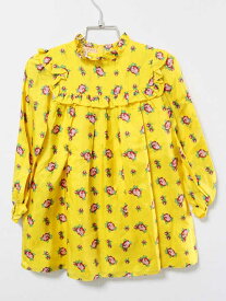 《グッチ/GUCCI》95cm 長袖ワンピース 黄色 シルク100％【中古】子供服 キッズ kids 女の子 春 703032 onepi