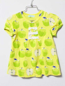 《ハッカ/HAKKA kids》100cm 半袖Tシャツ/半袖カットソー 黄色×黄緑【中古】子供服 キッズ kids 女の子 夏 606032 tops