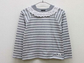 ▼ベベ/BeBe▼140cm 長袖Tシャツ/長袖カットソー/ロンT グレー×白 【中古】 子供服 キッズ ジュニア 女の子 春秋 tops 623042