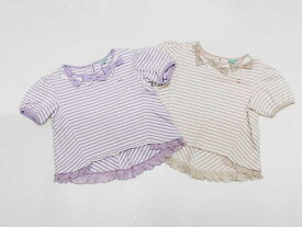 【夏物 新入荷!】▼トッカ/TOCCA BAMBINI▼120cm 半袖Tシャツ/半袖カットソー2点set 薄紫×白＆ピンクベージュ×白【中古】【ネット限定】 子供 キッズ kids 女の子 夏 tops 814042