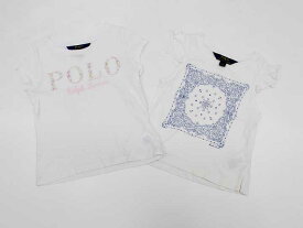 【夏物 新入荷!】▼ラルフローレン/Ralph Lauren▼100cm 半袖Tシャツ/半袖カットソー2点set 白×青＆白×ピンク系【中古】【ネット限定】 子供 キッズ kids 女の子 夏 tops 814042