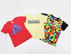 【夏物 新入荷!】▼エックスガール/XLARGEkids＆エクストララージ/XLARGE▼120cm 半袖Tシャツ/半袖カットソー3点set 黒×マルチ＆赤×青系＆黄×白 【中古】【ネット限定】 子供 キッズ kids 女の子 夏 tops 814042