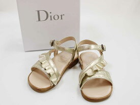 新品 未使用品▼ディオール/Dior▼11cm(20) サンダル/シューズ/靴 ゴールド×ピンクベージュ 本革 箱付き 子供 キッズ kids ベビー baby 女の子 夏 shoes 824042