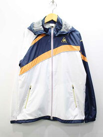 ★le coq sportif/ルコックスポルティフ★ウインドジャケット/テニスウェア/ジップ/スポーツ/カジュアル/長袖 ホワイト×オレンジ×ネイビー レディース メンズ ユニセックス SS【中古】春夏秋冬 202042