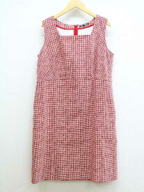 【夏物 新入荷】★23区×RATTI/ニジュウサンク×ラッティ★モザイクチェックワンピース/かわいい/おしゃれ/ワンピース/ミディ丈/ノースリーブ レッド/赤 レディース 44【中古】夏 315042