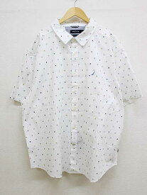 【夏物 新入荷新品未使用★NAUTICA/ノーティカ★フラッグ柄半袖シャツ/シンプル/カジュアル/おしゃれ/シャツ/半袖 ホワイト/白 メンズ 3XL【中古】夏 025042