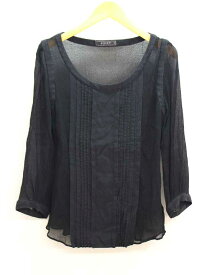 ▲FOXEY/フォクシー▲プリーツシースルーブラウス/28054/長袖//透け感 ブラック/黒 レディース 40【中古】 春夏 317022