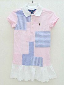 ▲ラルフローレン/Ralph Lauren▲110cm 半袖ポロワンピース ピンク系 パッチワーク【中古】子供服 キッズ kids 女の子 夏 317022 onepi